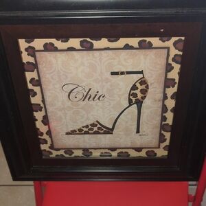 2 Piece  Chic Leopard Print High Heel  Framed Art.